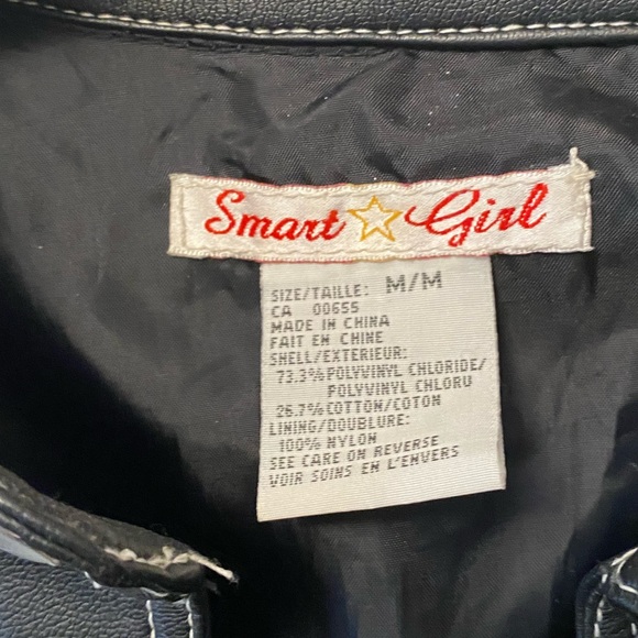 90’s Leather look a like Black w/White Stitching and Pearl Snap Buttons Sz M - Picture 6 of 7